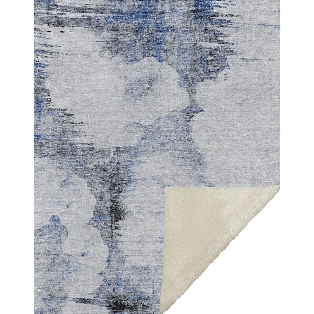 Premium Machine Washable ASB710 Blue 50" x 70" Sherpa Throw Blanket. Picture 1