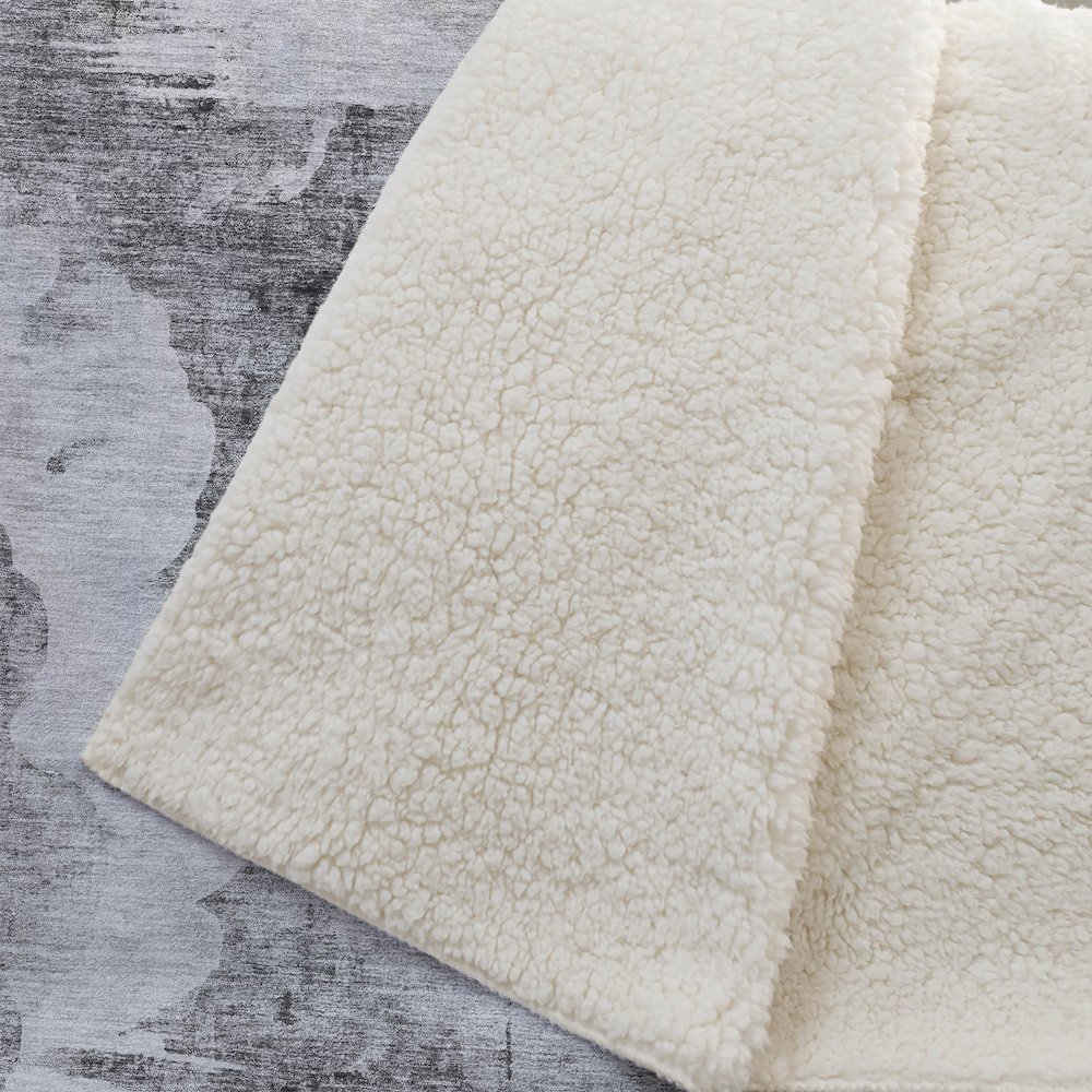 Premium Machine Washable ASB710 Gray 50" x 70" Sherpa Throw Blanket. Picture 2