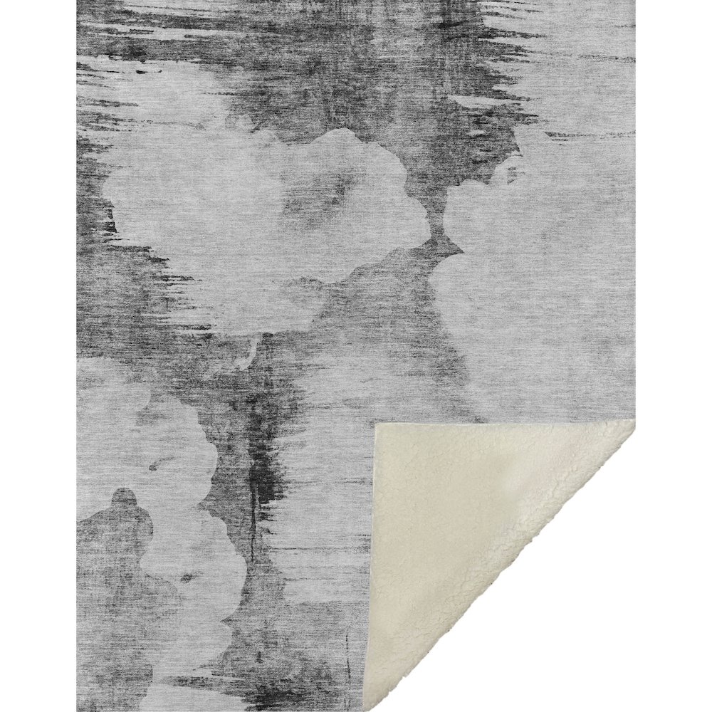 Premium Machine Washable ASB710 Gray 50" x 70" Sherpa Throw Blanket. Picture 1