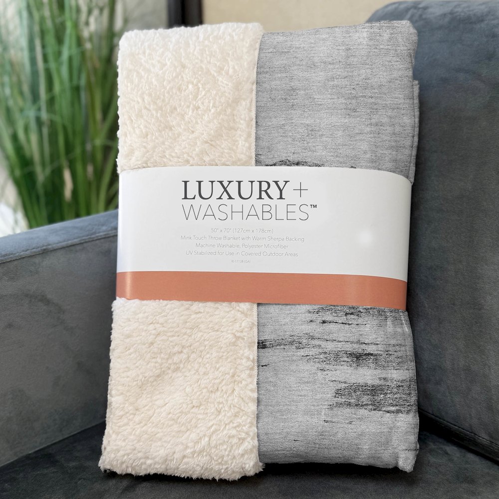 Premium Machine Washable ASB710 Gray 50" x 70" Sherpa Throw Blanket. Picture 3