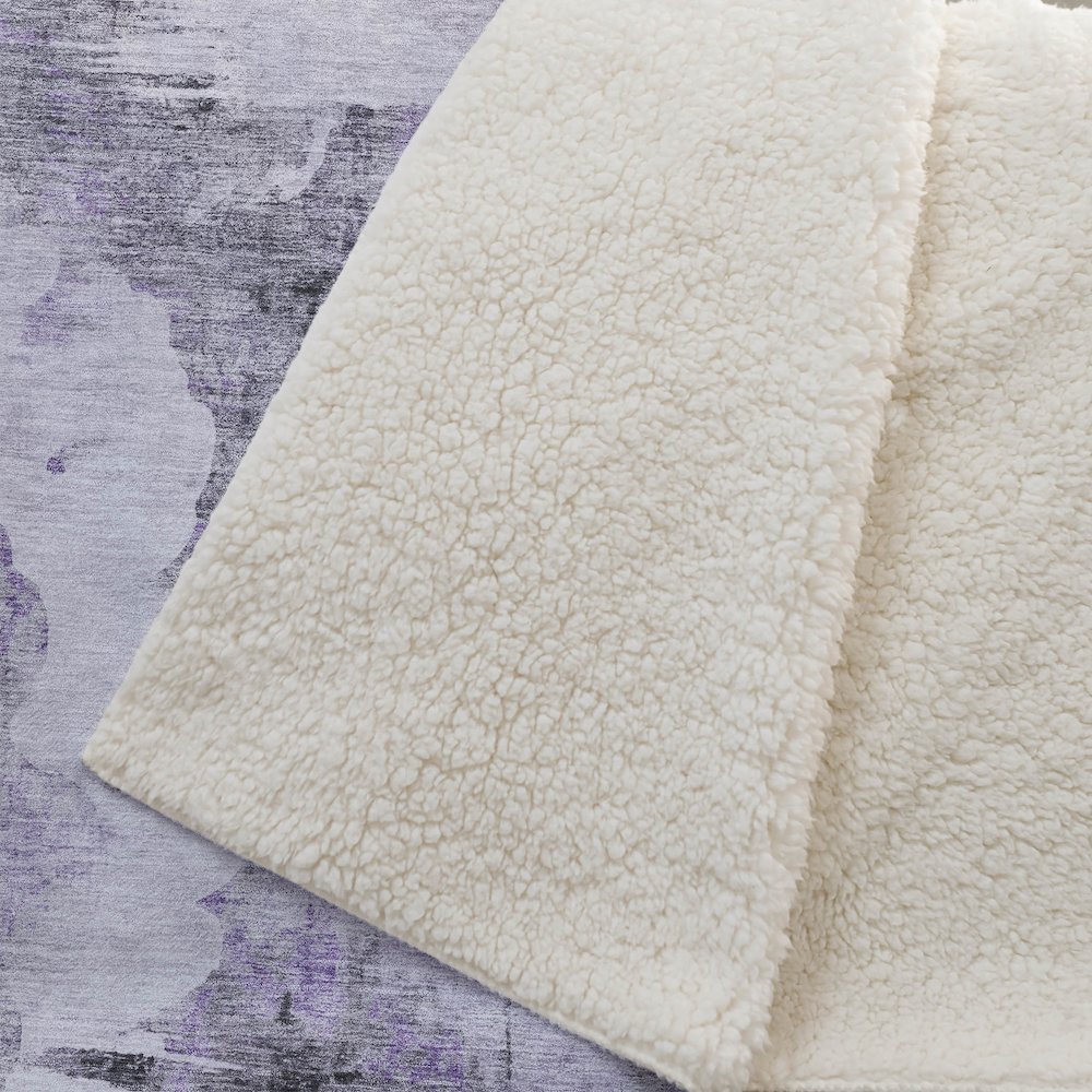 Premium Machine Washable ASB710 Purple 50" x 70" Sherpa Throw Blanket. Picture 2