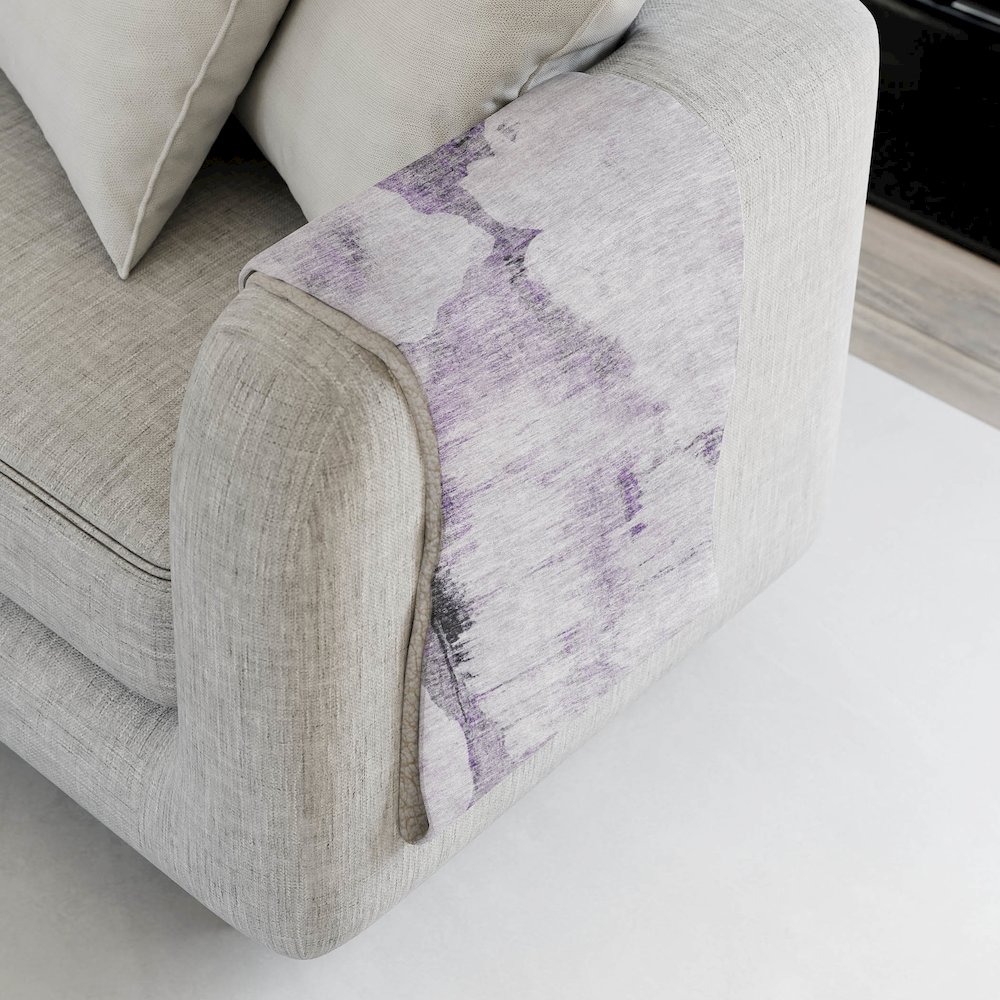 Premium Machine Washable ASB710 Purple 50" x 70" Sherpa Throw Blanket. Picture 4