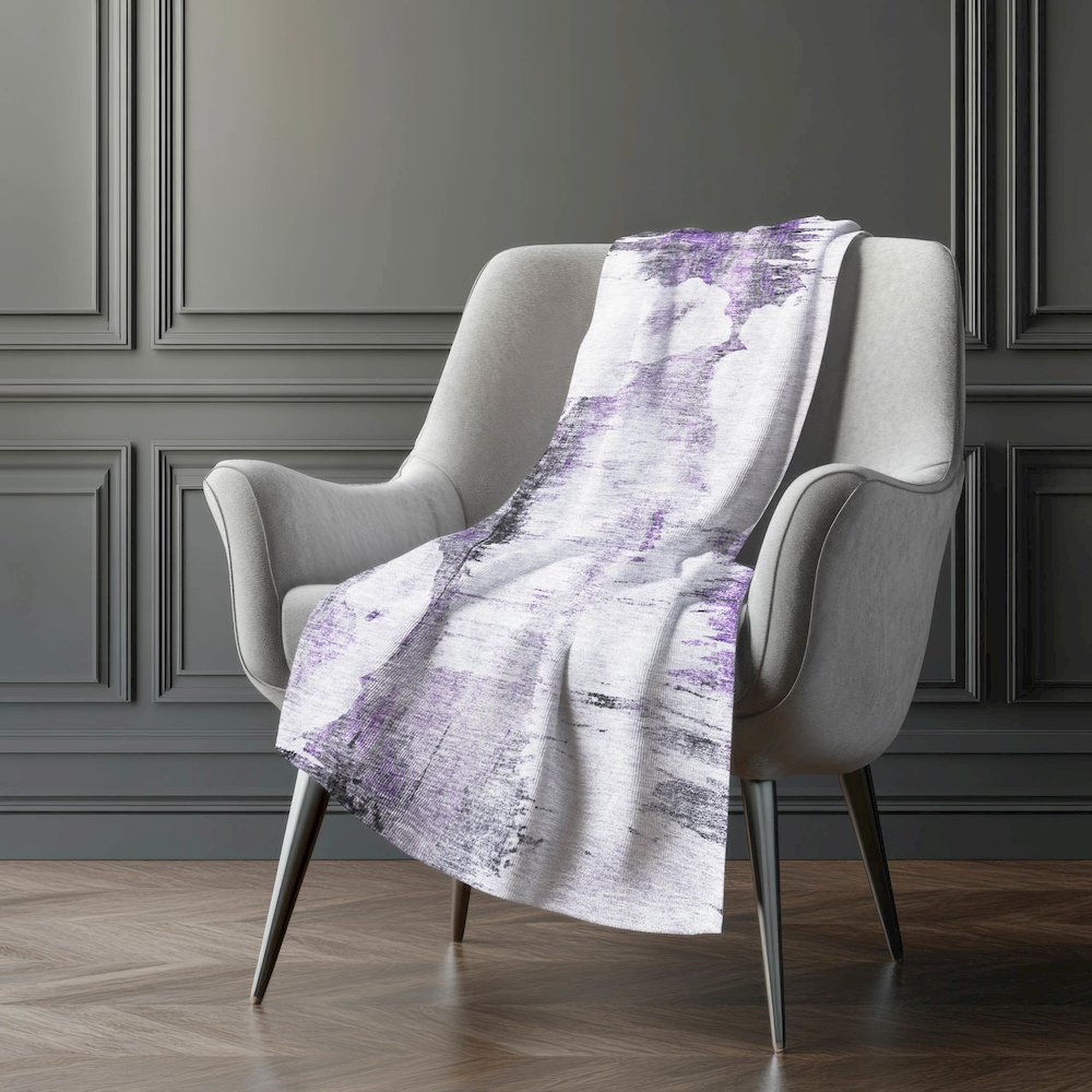 Premium Machine Washable ASB710 Purple 50" x 70" Sherpa Throw Blanket. Picture 5