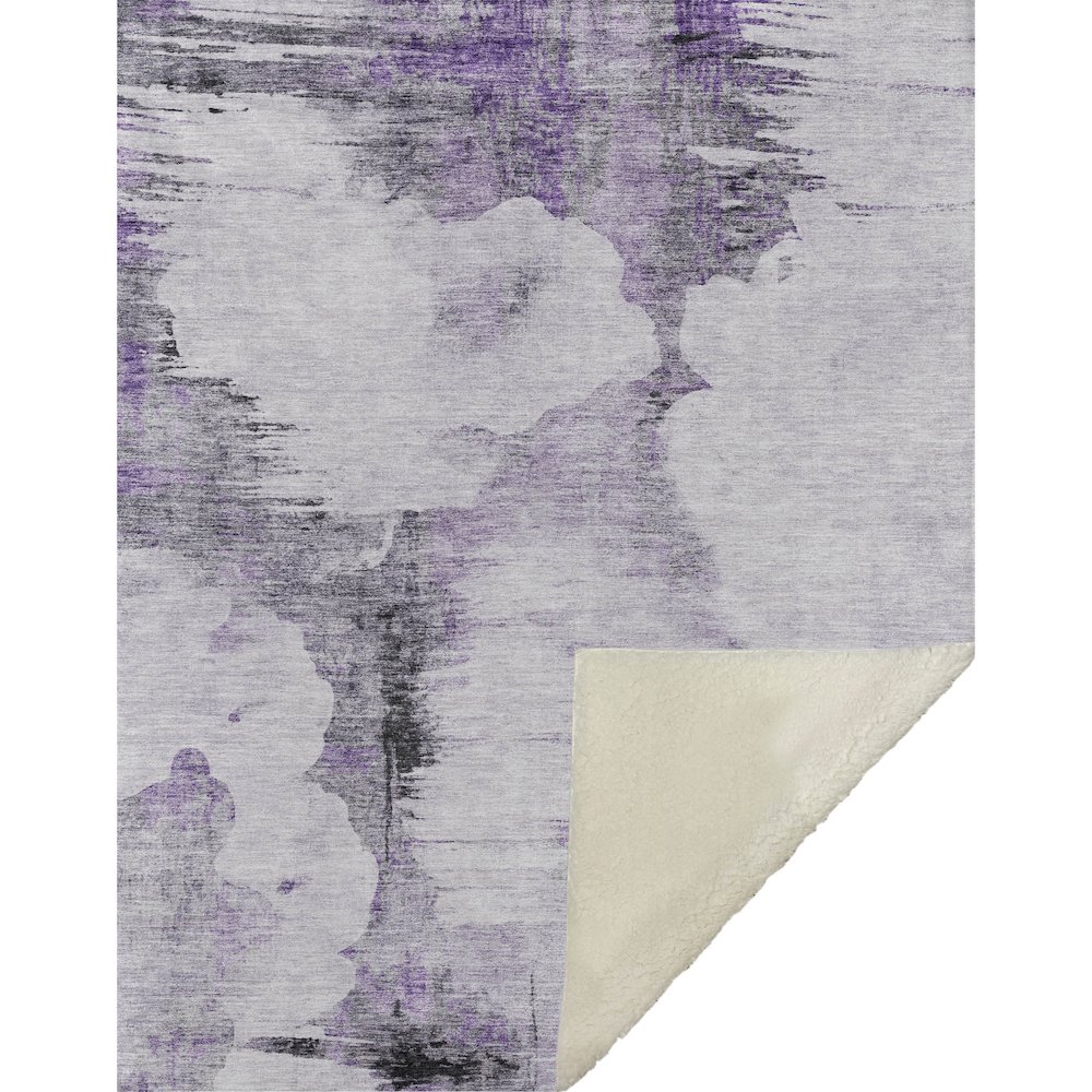 Premium Machine Washable ASB710 Purple 50" x 70" Sherpa Throw Blanket. Picture 1