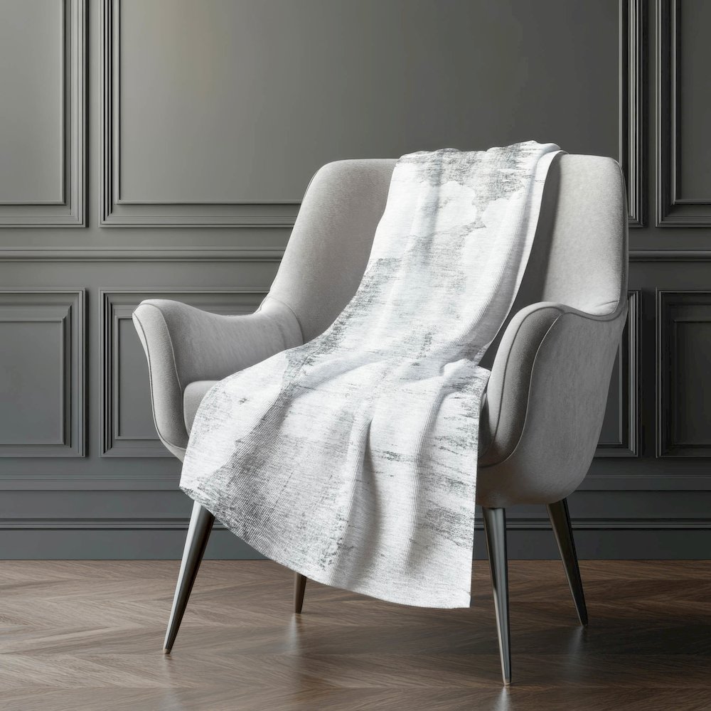 Premium Machine Washable ASB710 Silver 50" x 70" Sherpa Throw Blanket. Picture 5