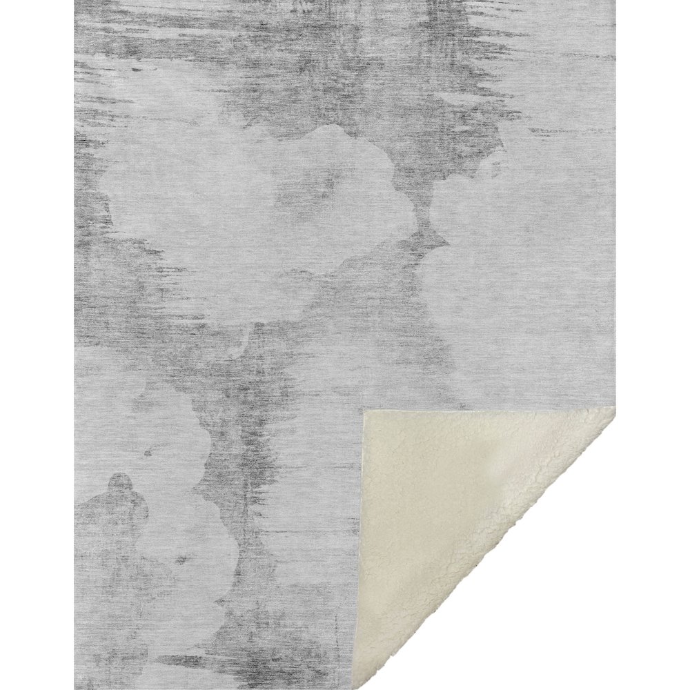Premium Machine Washable ASB710 Silver 50" x 70" Sherpa Throw Blanket. Picture 1