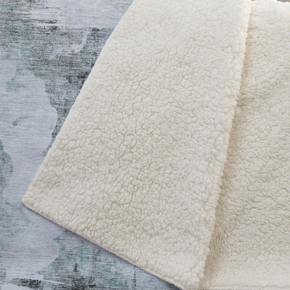 Premium Machine Washable ASB710 Teal 50" x 70" Sherpa Throw Blanket. Picture 2