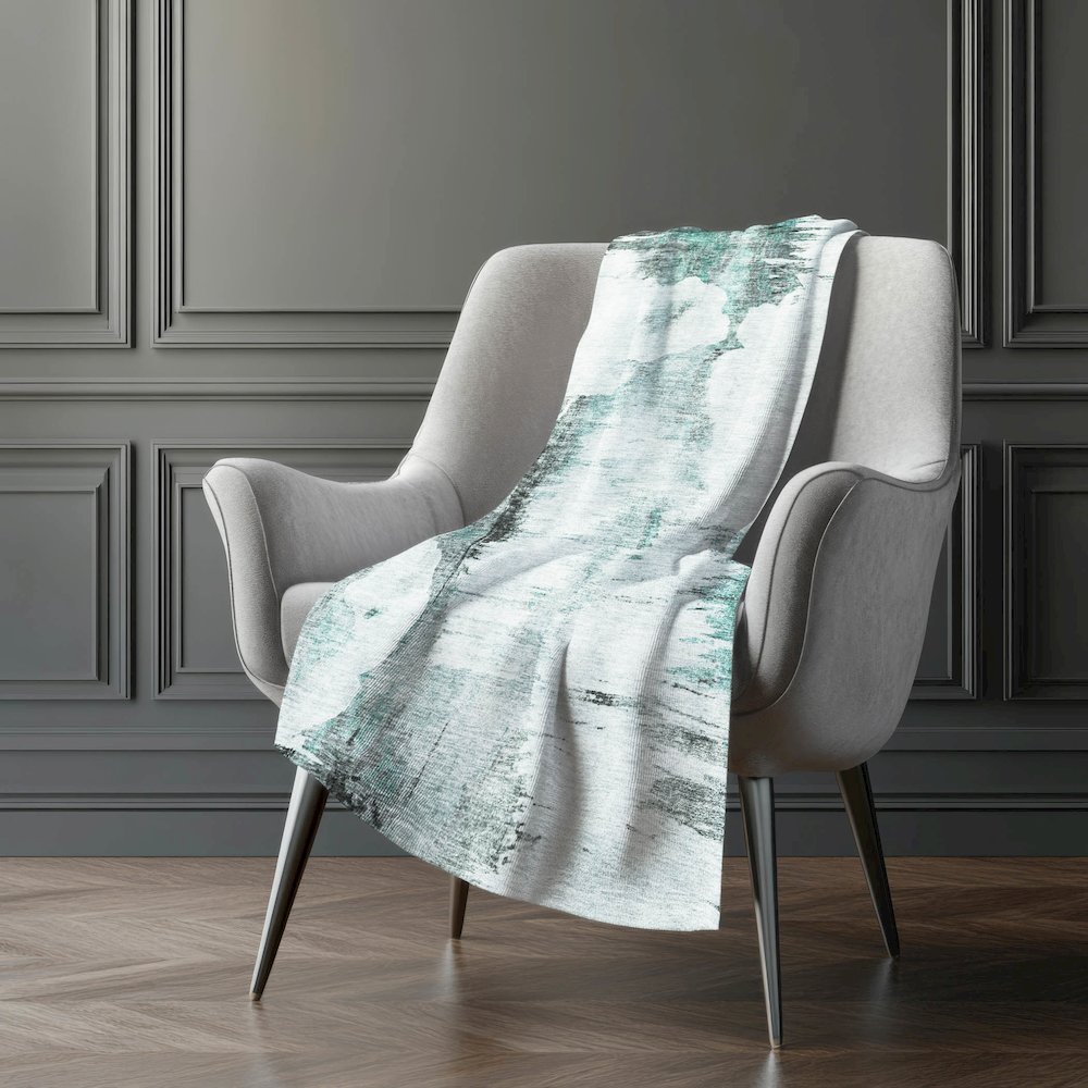 Premium Machine Washable ASB710 Teal 50" x 70" Sherpa Throw Blanket. Picture 5