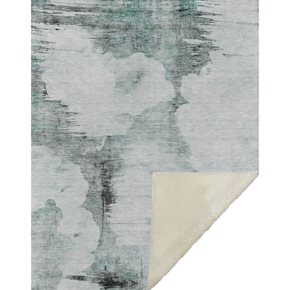 Premium Machine Washable ASB710 Teal 50" x 70" Sherpa Throw Blanket. Picture 1