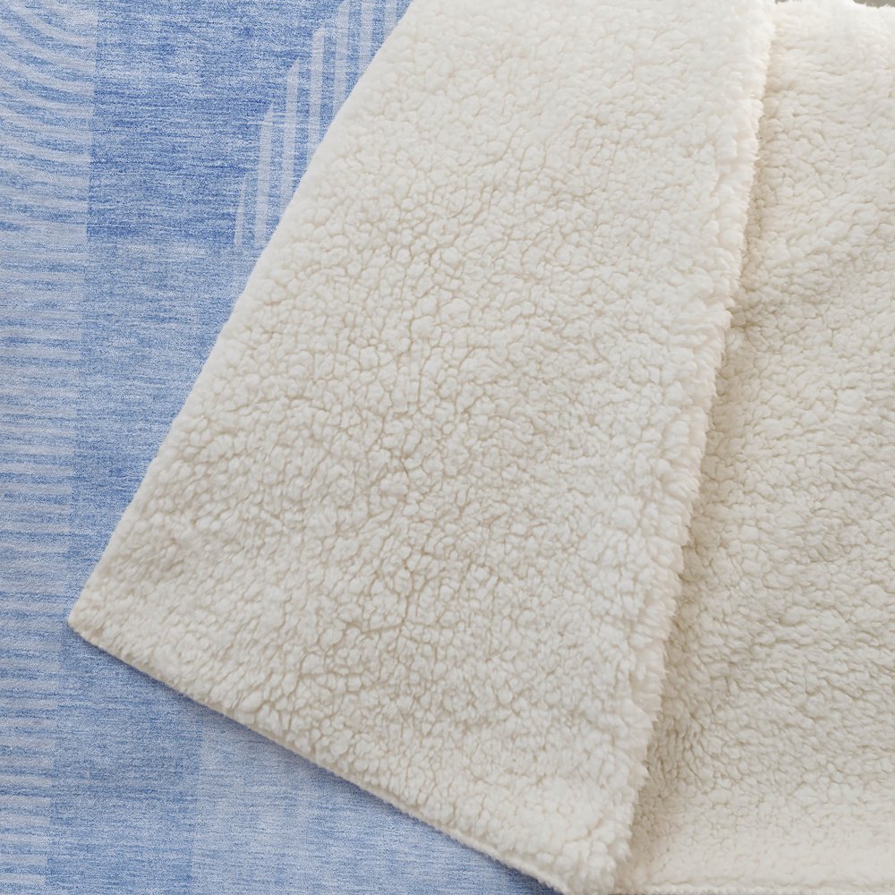 Premium Machine Washable ASB711 Blue 50" x 70" Sherpa Throw Blanket. Picture 2