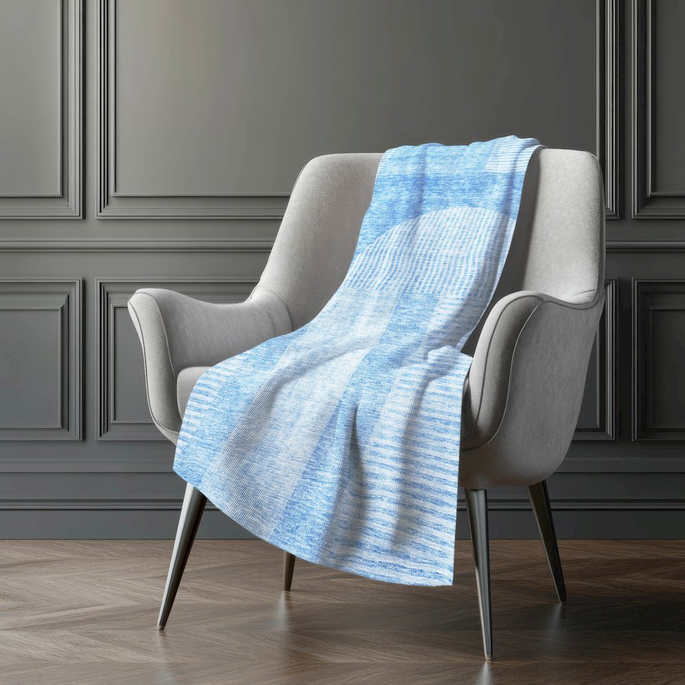 Premium Machine Washable ASB711 Blue 50" x 70" Sherpa Throw Blanket. Picture 5