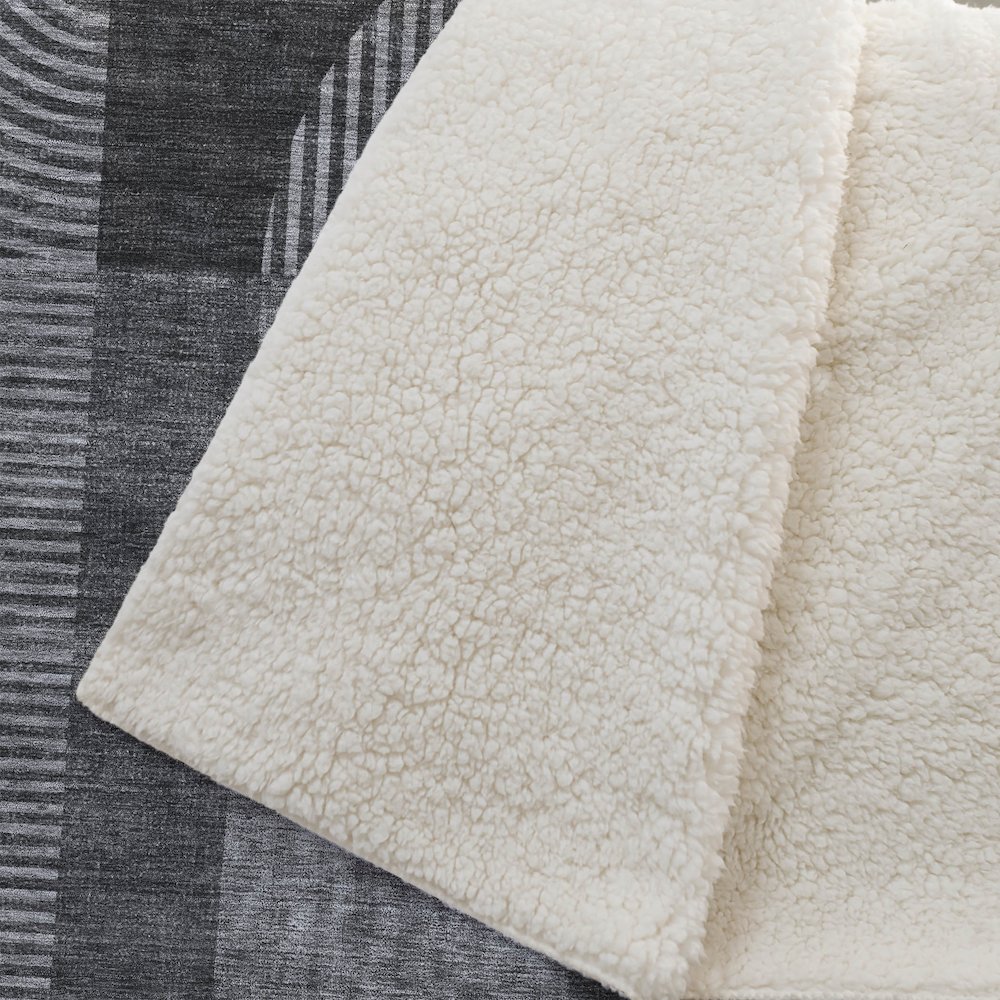 Premium Machine Washable ASB711 Charcoal 50" x 70" Sherpa Throw Blanket. Picture 2