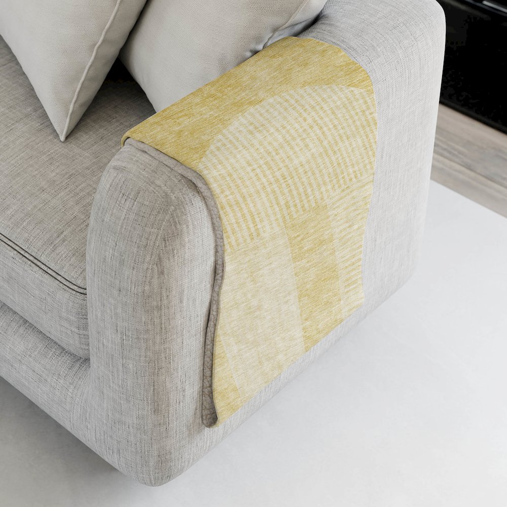 Premium Machine Washable ASB711 Gold 50" x 70" Sherpa Throw Blanket. Picture 4