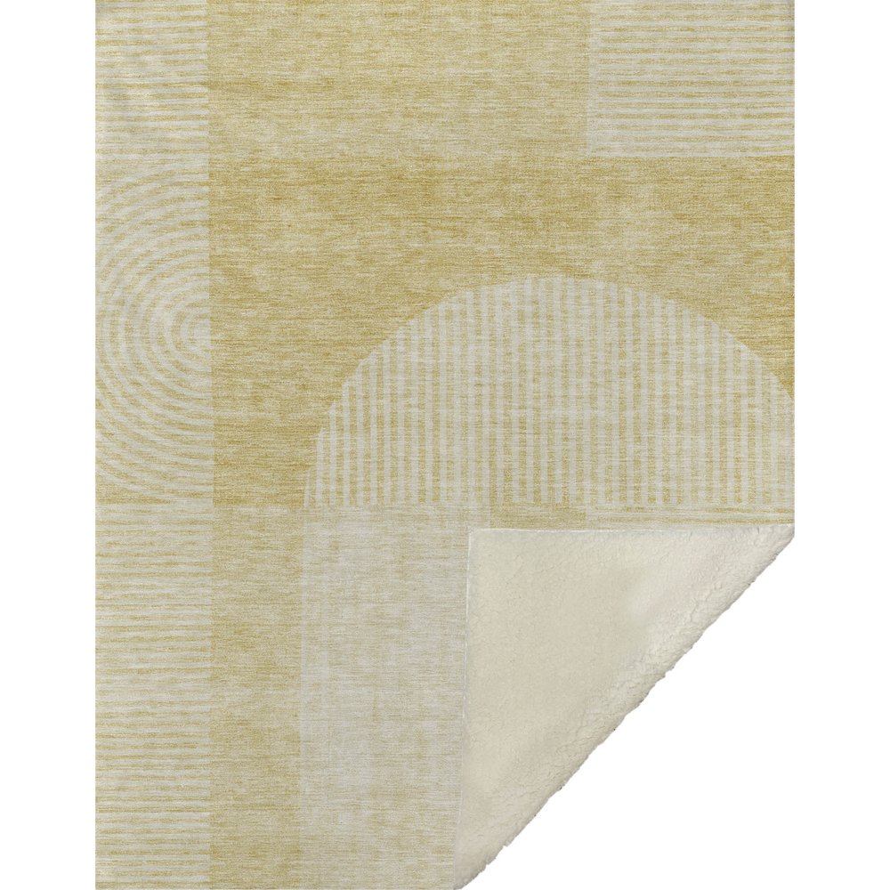 Premium Machine Washable ASB711 Gold 50" x 70" Sherpa Throw Blanket. Picture 1