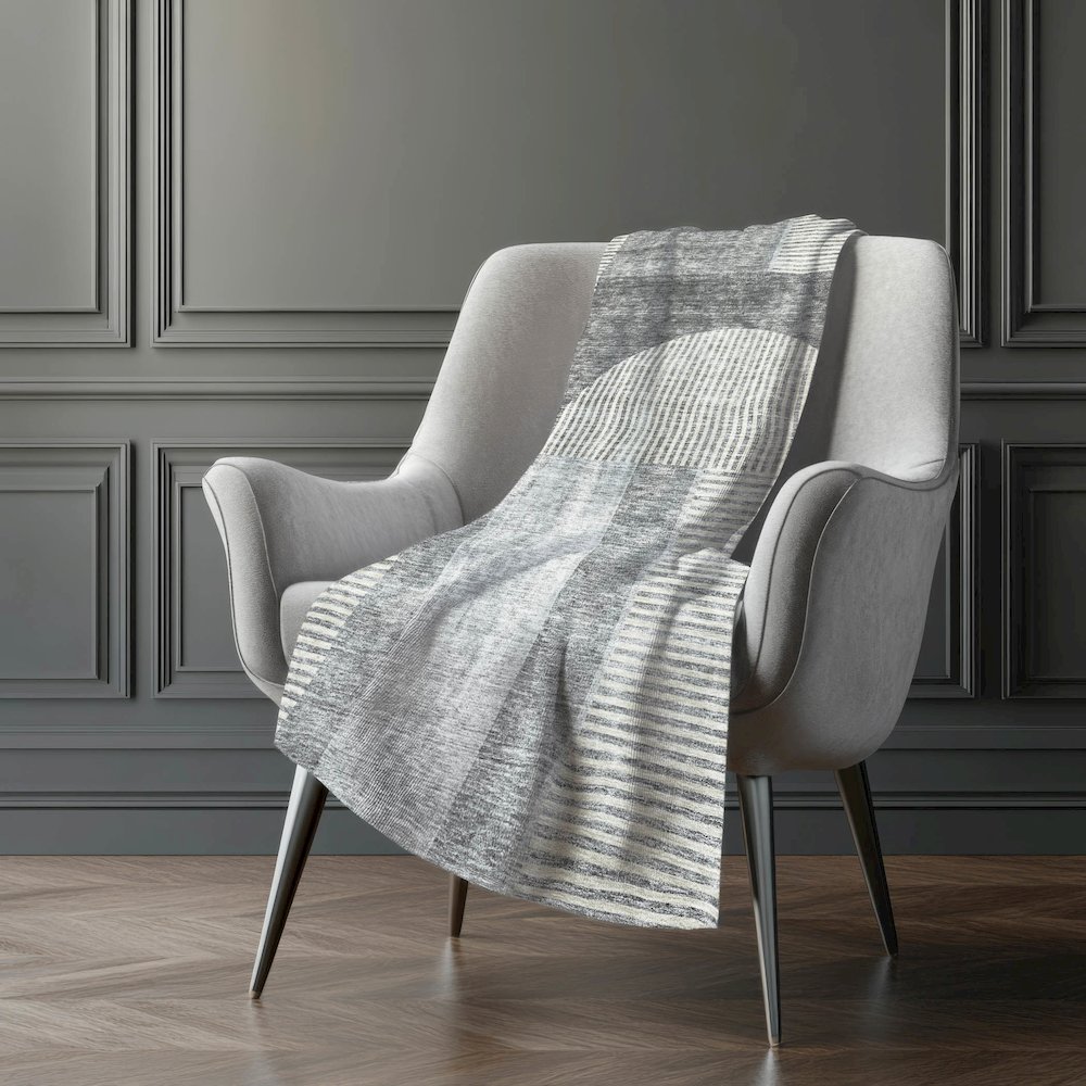 Premium Machine Washable ASB711 Gray 50" x 70" Sherpa Throw Blanket. Picture 5
