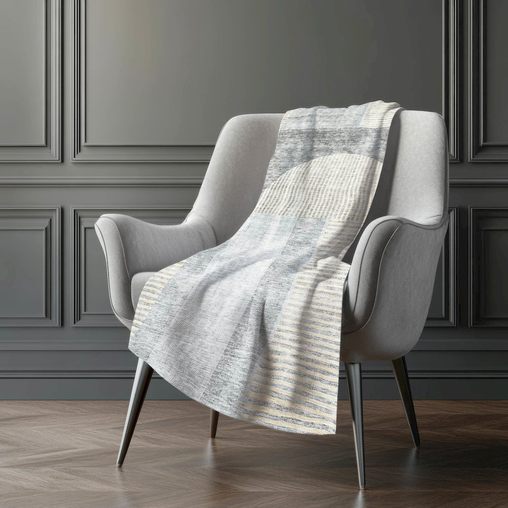 Premium Machine Washable ASB711 Silver 50" x 70" Sherpa Throw Blanket. Picture 5