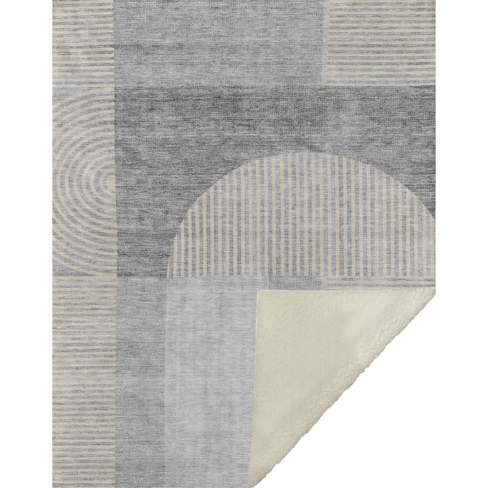 Premium Machine Washable ASB711 Silver 50" x 70" Sherpa Throw Blanket. Picture 1