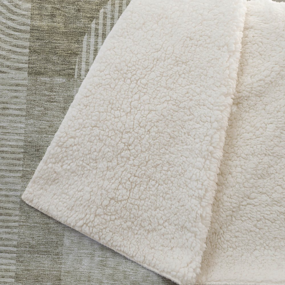 Premium Machine Washable ASB711 Taupe 50" x 70" Sherpa Throw Blanket. Picture 2
