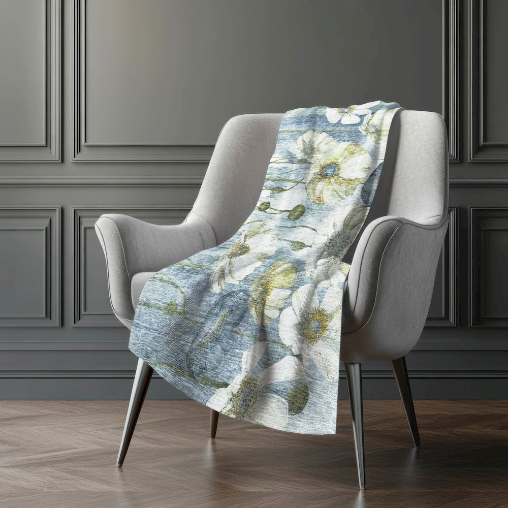 Premium Machine Washable ASB712 Blue 50" x 70" Sherpa Throw Blanket. Picture 5