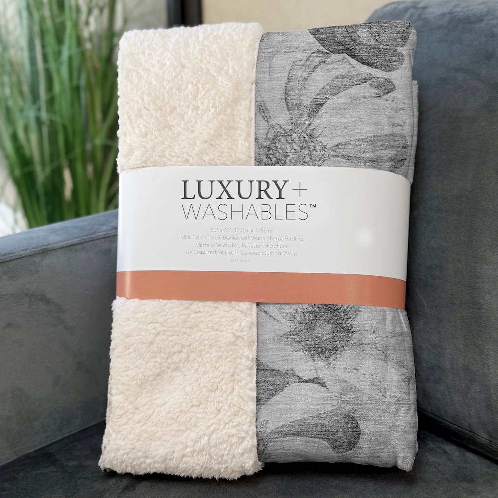 Premium Machine Washable ASB712 Gray 50" x 70" Sherpa Throw Blanket. Picture 3