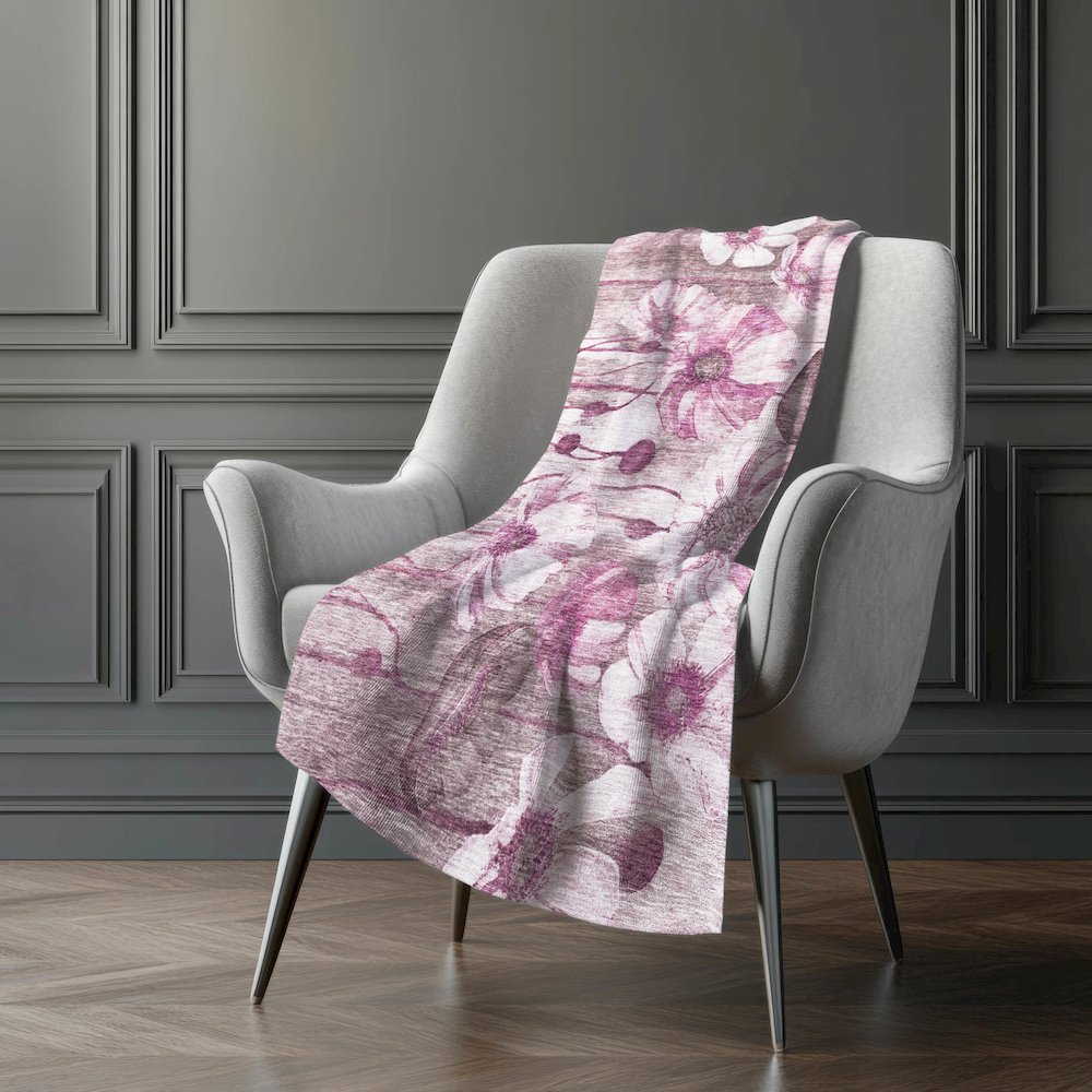 Premium Machine Washable ASB712 Plum 50" x 70" Sherpa Throw Blanket. Picture 5