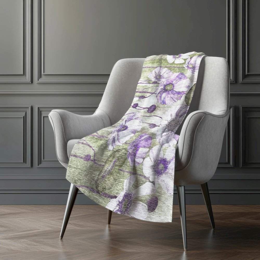 Premium Machine Washable ASB712 Purple 50" x 70" Sherpa Throw Blanket. Picture 5