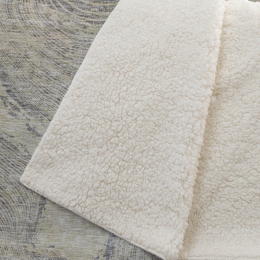Premium Machine Washable ASB713 Beige 50" x 70" Sherpa Throw Blanket. Picture 2
