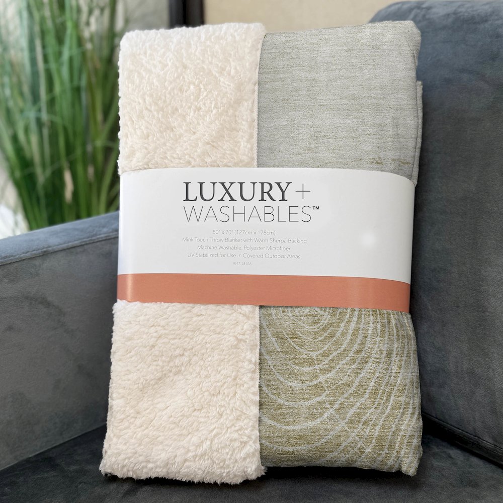 Premium Machine Washable ASB713 Khaki 50" x 70" Sherpa Throw Blanket. Picture 3