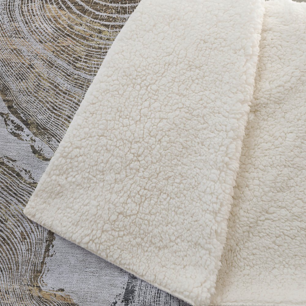 Premium Machine Washable ASB713 Taupe 50" x 70" Sherpa Throw Blanket. Picture 2