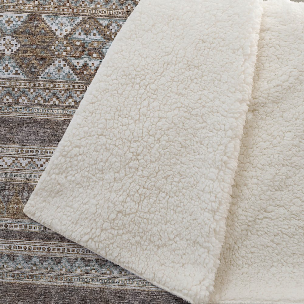 Premium Machine Washable ASB714 Chocolate 50" x 70" Sherpa Throw Blanket. Picture 2