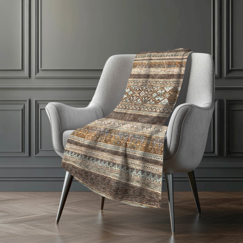 Premium Machine Washable ASB714 Chocolate 50" x 70" Sherpa Throw Blanket. Picture 5