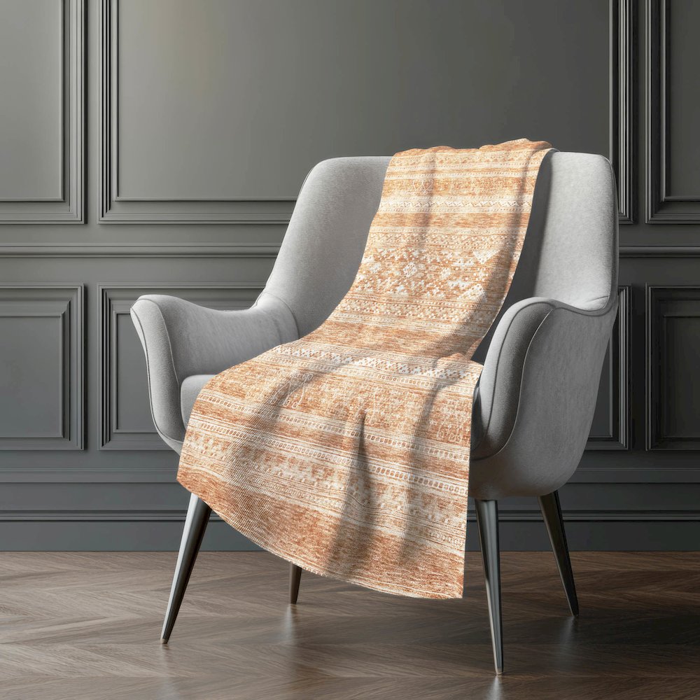 Premium Machine Washable ASB714 Copper 50" x 70" Sherpa Throw Blanket. Picture 5