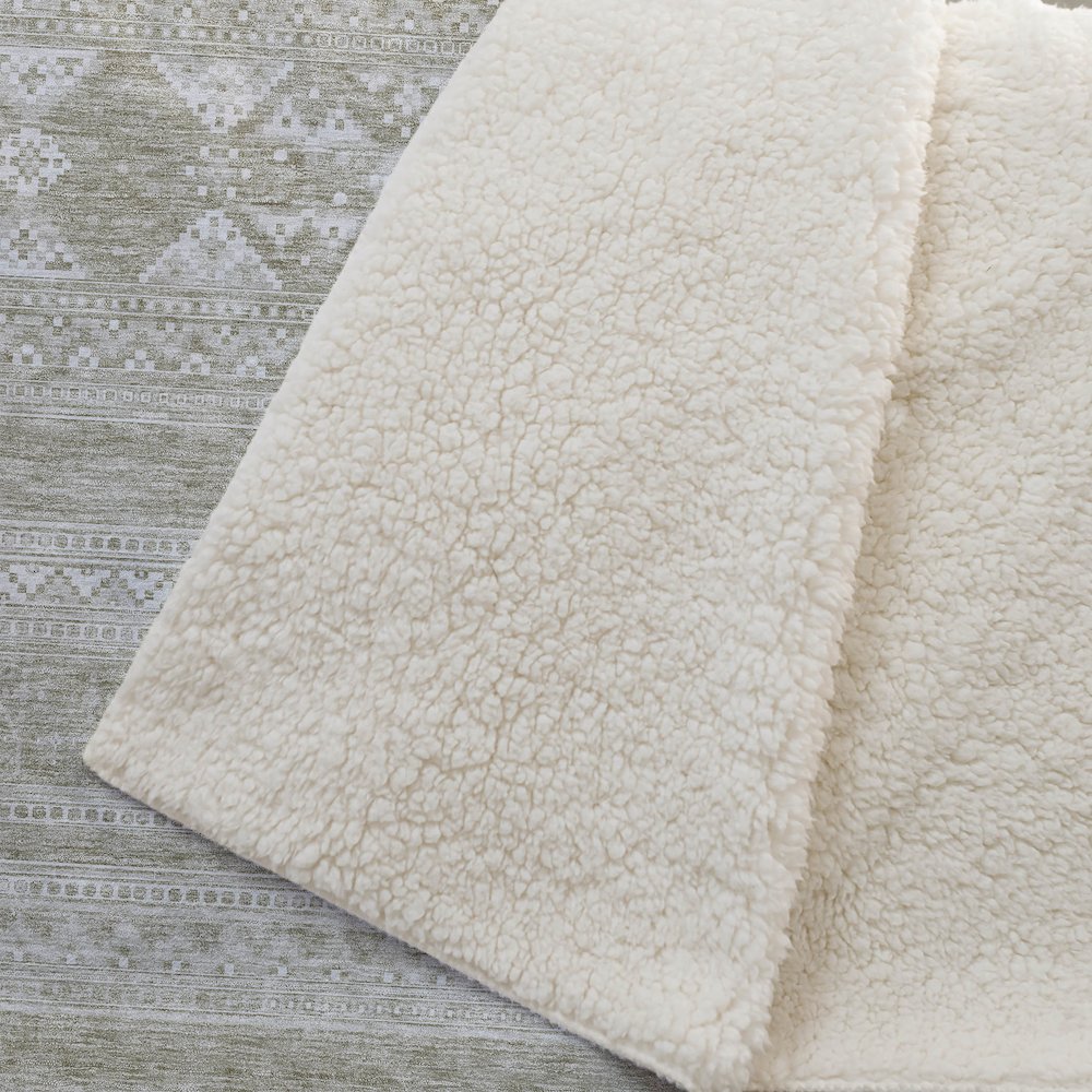 Premium Machine Washable ASB714 Khaki 50" x 70" Sherpa Throw Blanket. Picture 2