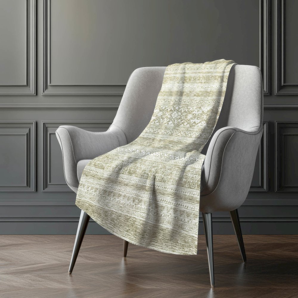Premium Machine Washable ASB714 Khaki 50" x 70" Sherpa Throw Blanket. Picture 5