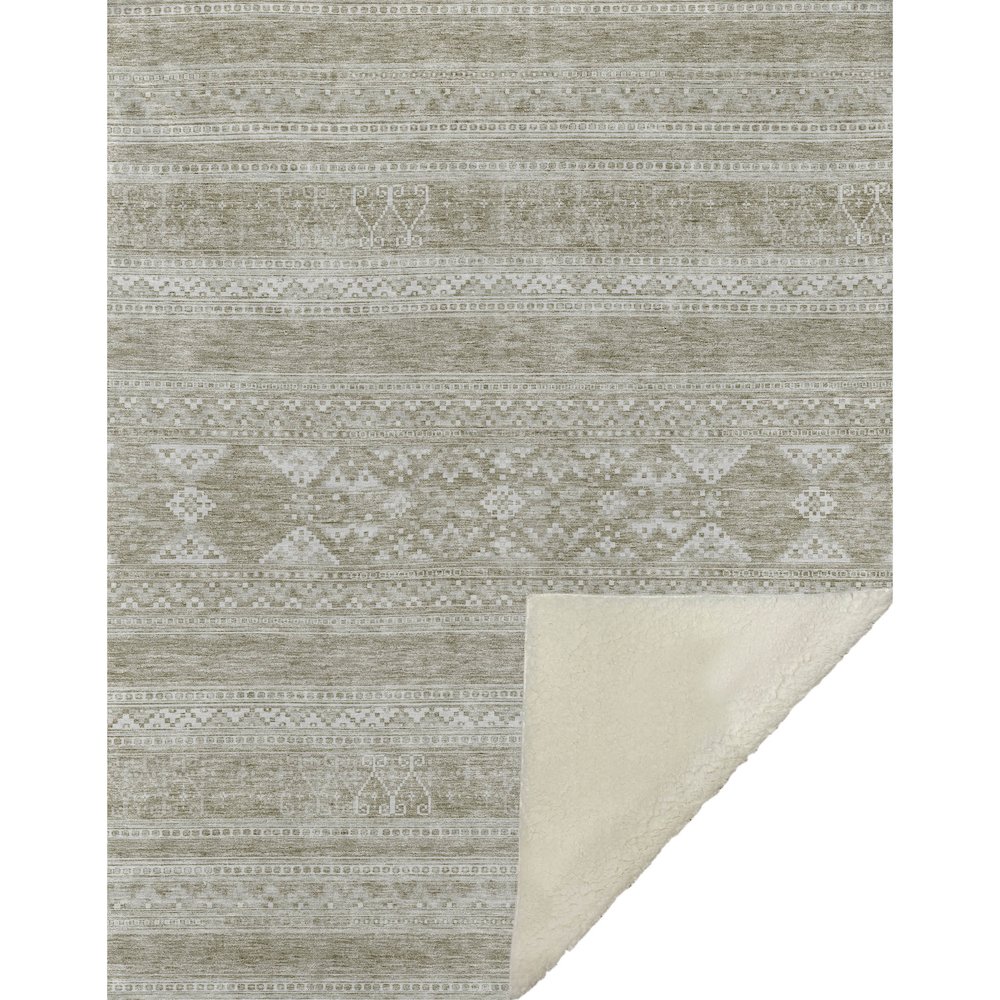 Premium Machine Washable ASB714 Khaki 50" x 70" Sherpa Throw Blanket. Picture 1
