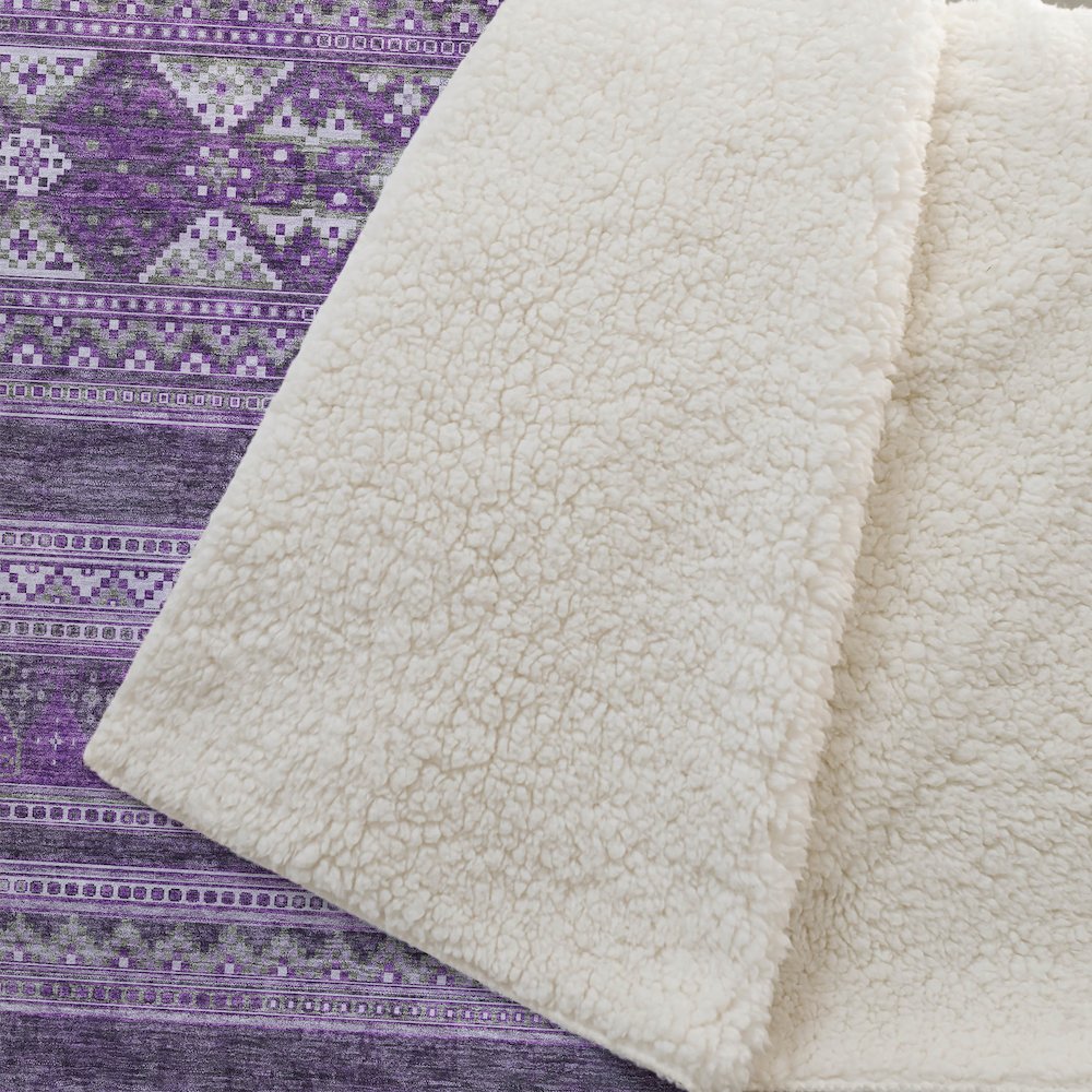 Premium Machine Washable ASB714 Purple 50" x 70" Sherpa Throw Blanket. Picture 2