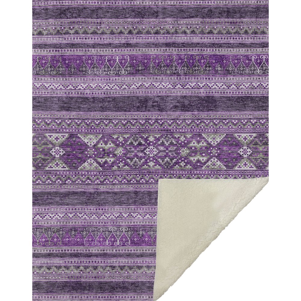 Premium Machine Washable ASB714 Purple 50" x 70" Sherpa Throw Blanket. Picture 1