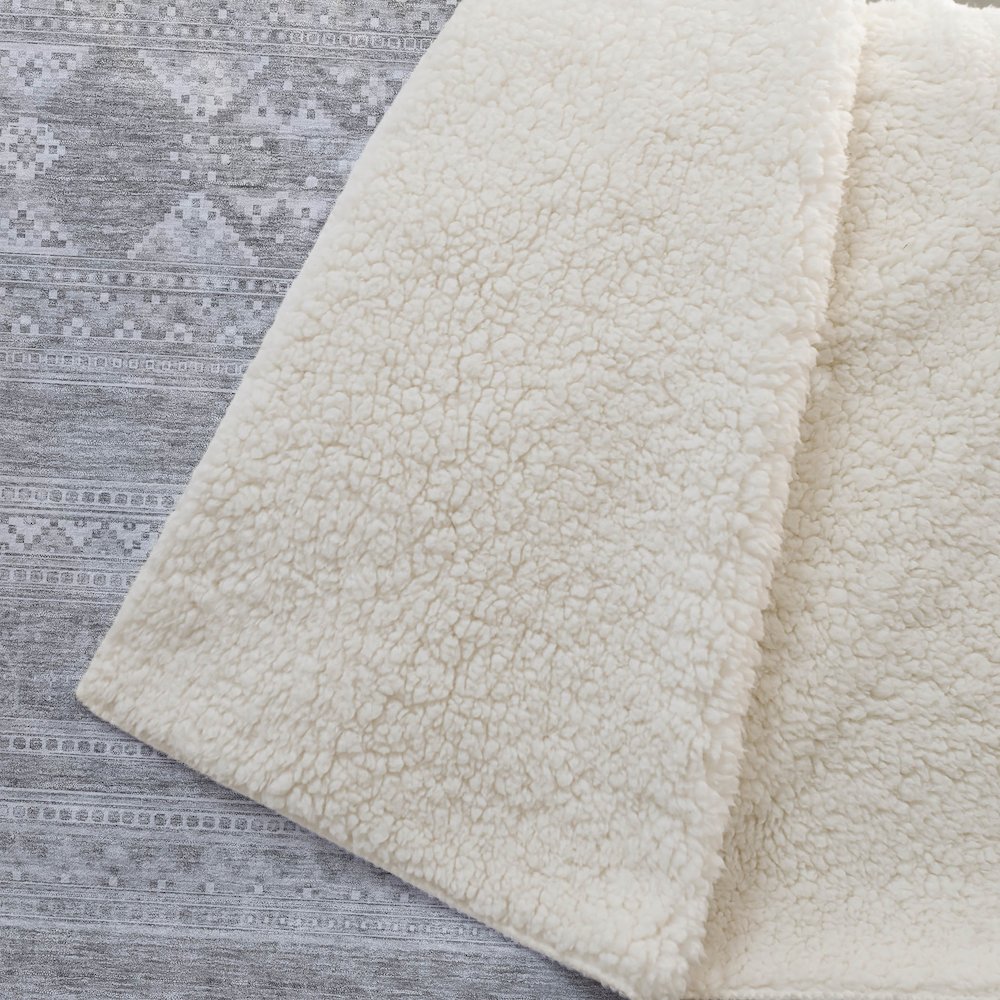 Premium Machine Washable ASB714 Silver 50" x 70" Sherpa Throw Blanket. Picture 2
