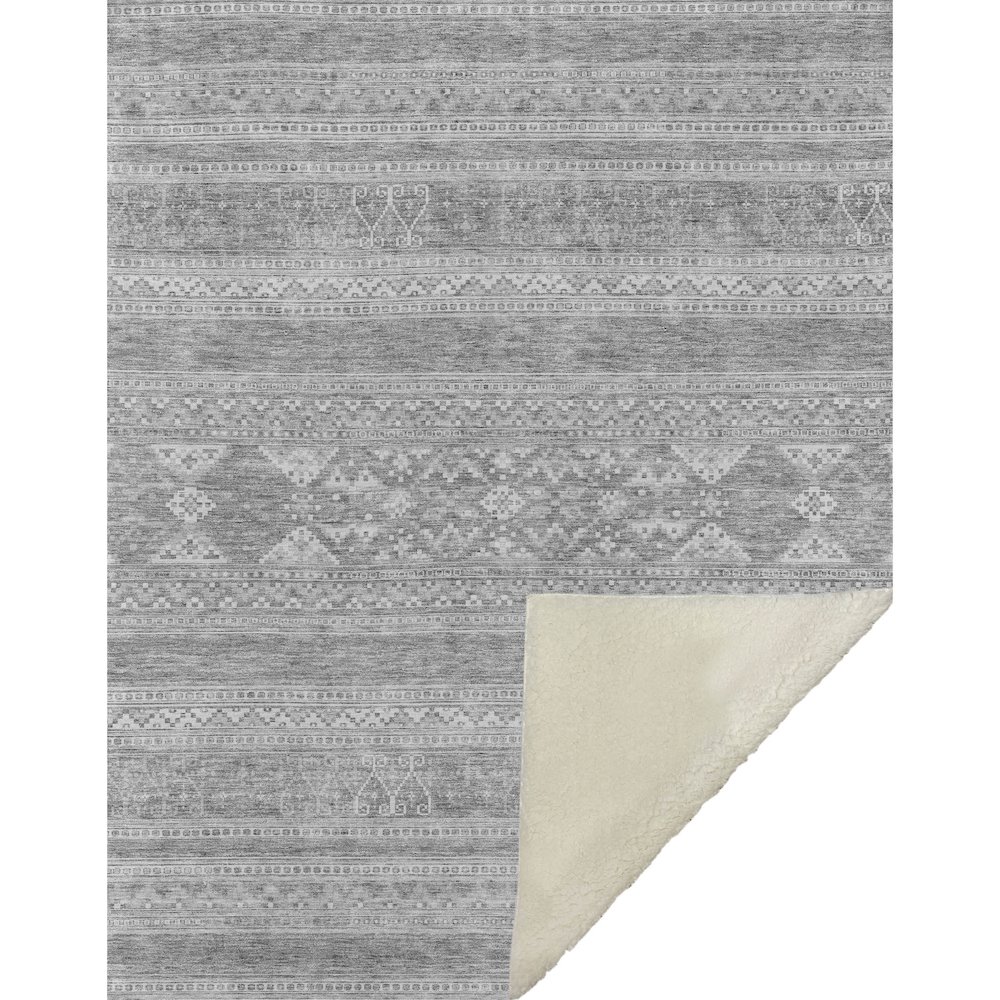 Premium Machine Washable ASB714 Silver 50" x 70" Sherpa Throw Blanket. Picture 1