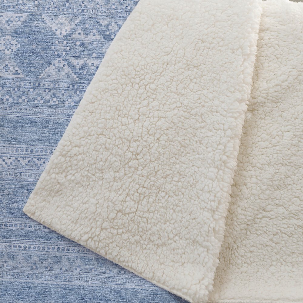 Premium Machine Washable ASB714 Sky 50" x 70" Sherpa Throw Blanket. Picture 2