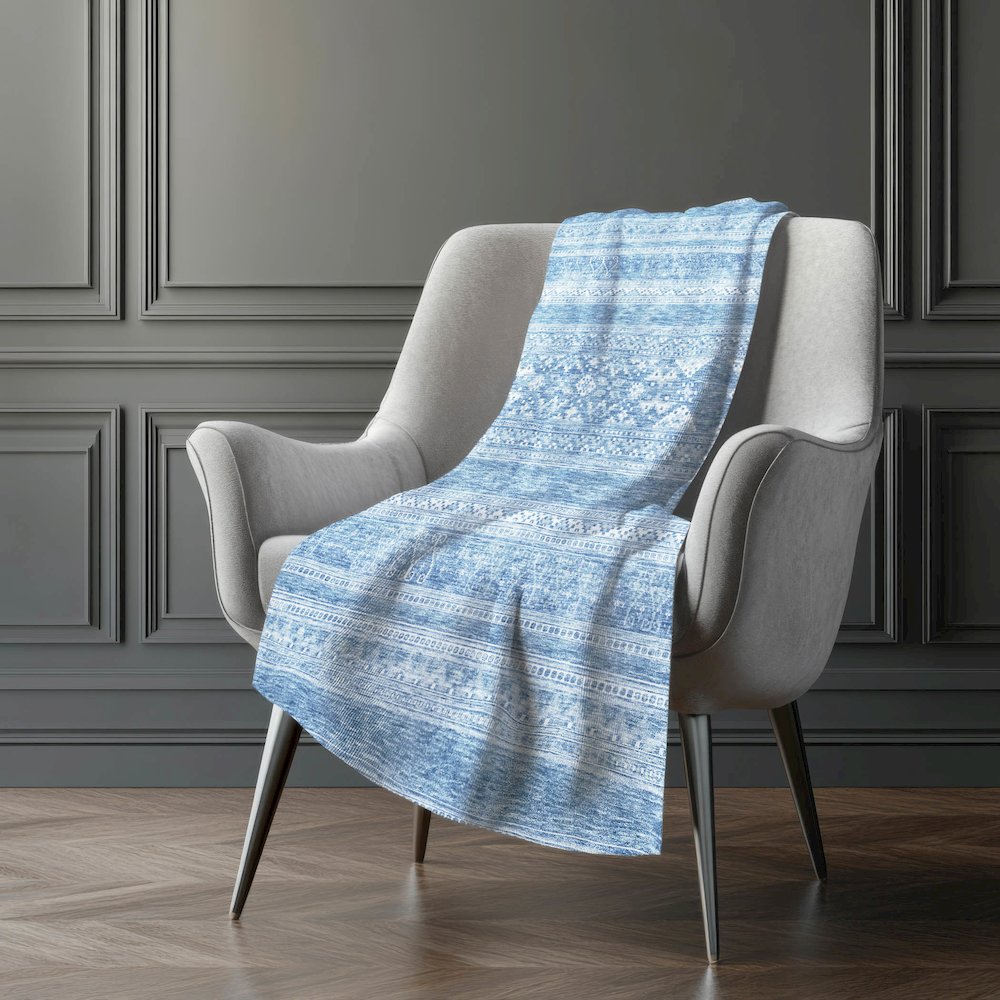 Premium Machine Washable ASB714 Sky 50" x 70" Sherpa Throw Blanket. Picture 5