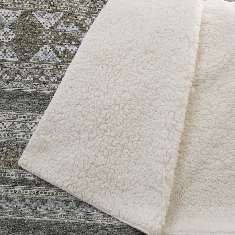 Premium Machine Washable ASB714 Taupe 50" x 70" Sherpa Throw Blanket. Picture 2