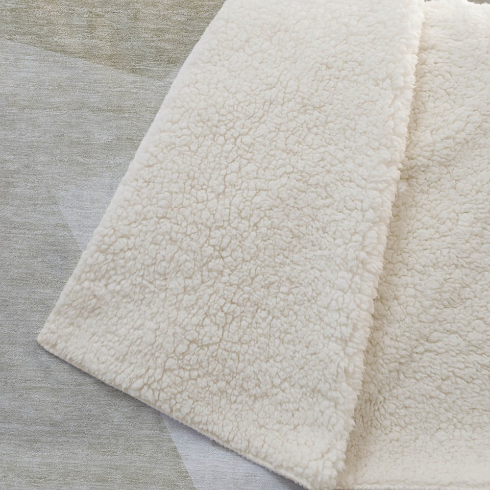 Premium Machine Washable ASB716 Beige 50" x 70" Sherpa Throw Blanket. Picture 2