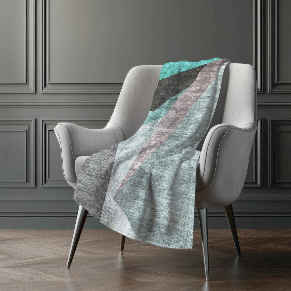 Premium Machine Washable ASB716 Teal 50" x 70" Sherpa Throw Blanket. Picture 5