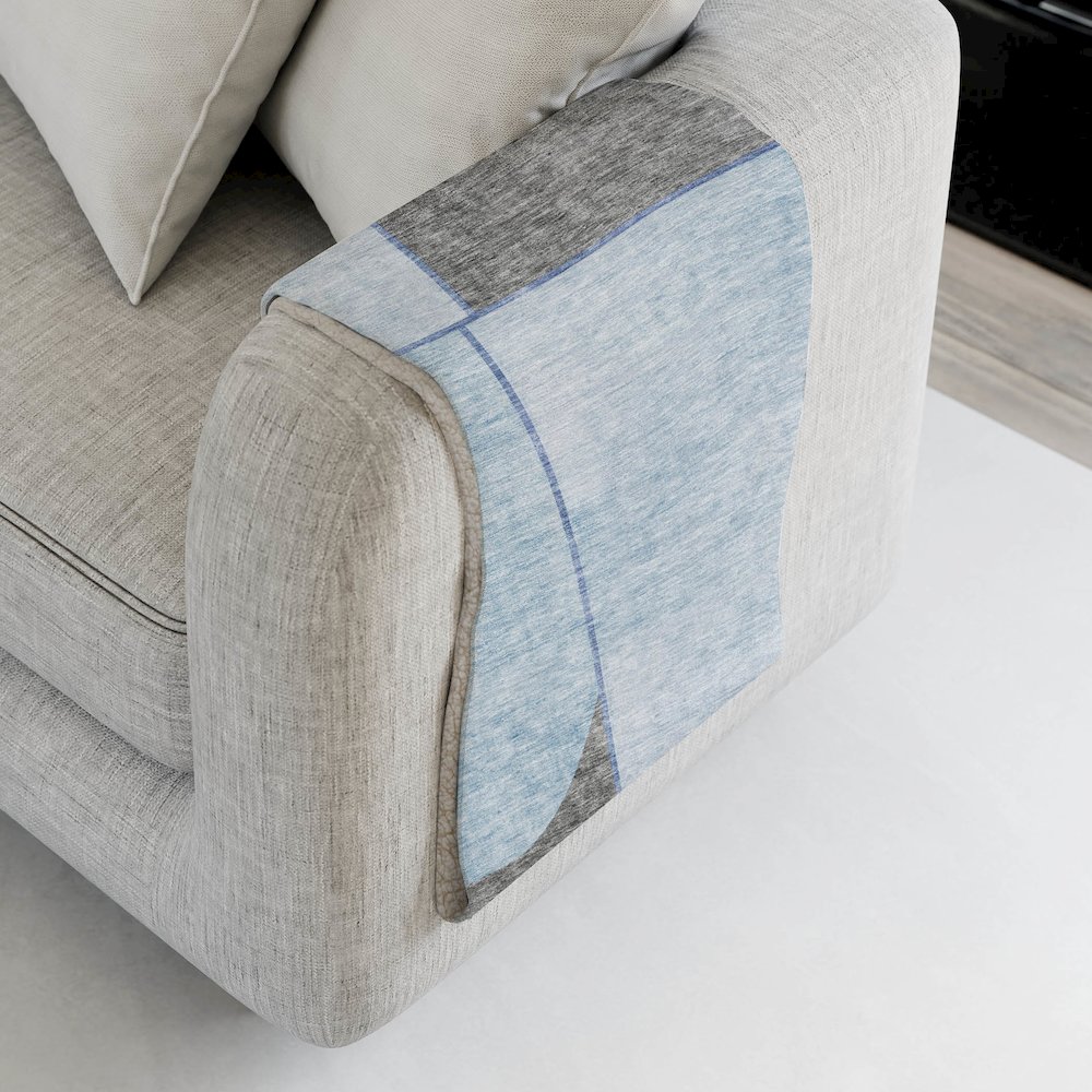 Premium Machine Washable ASB717 Sky 50" x 70" Sherpa Throw Blanket. Picture 4