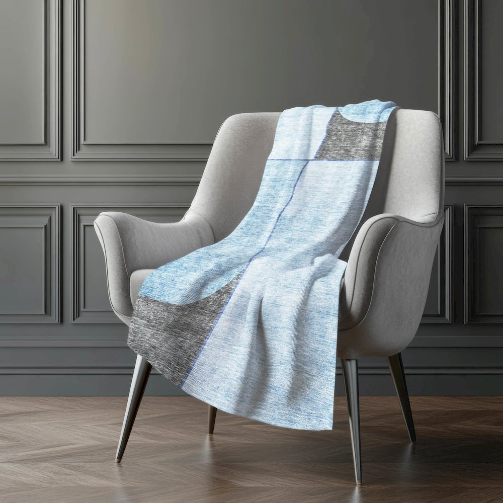 Premium Machine Washable ASB717 Sky 50" x 70" Sherpa Throw Blanket. Picture 5