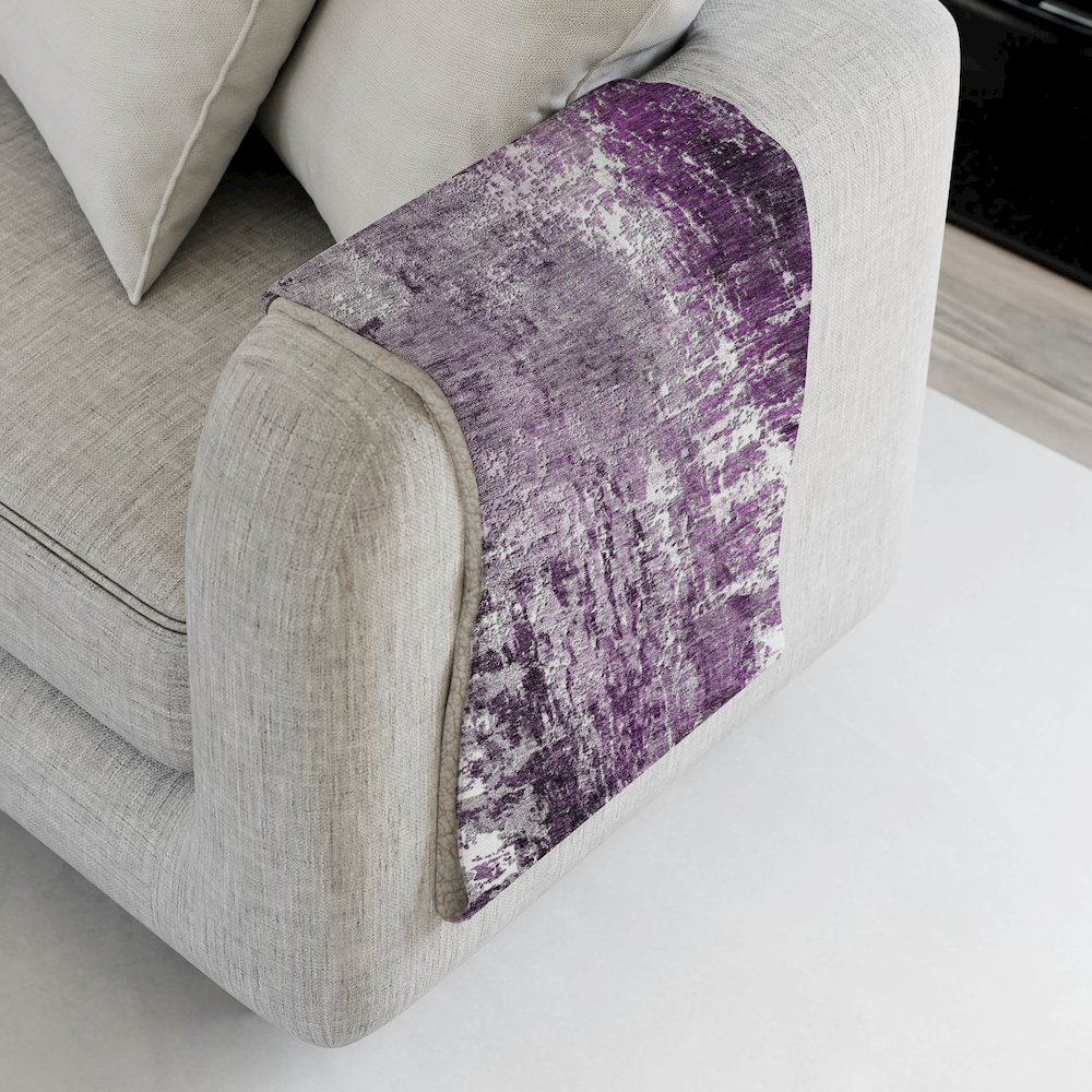 Premium Machine Washable ASB718 Eggplant 50" x 70" Sherpa Throw Blanket. Picture 4