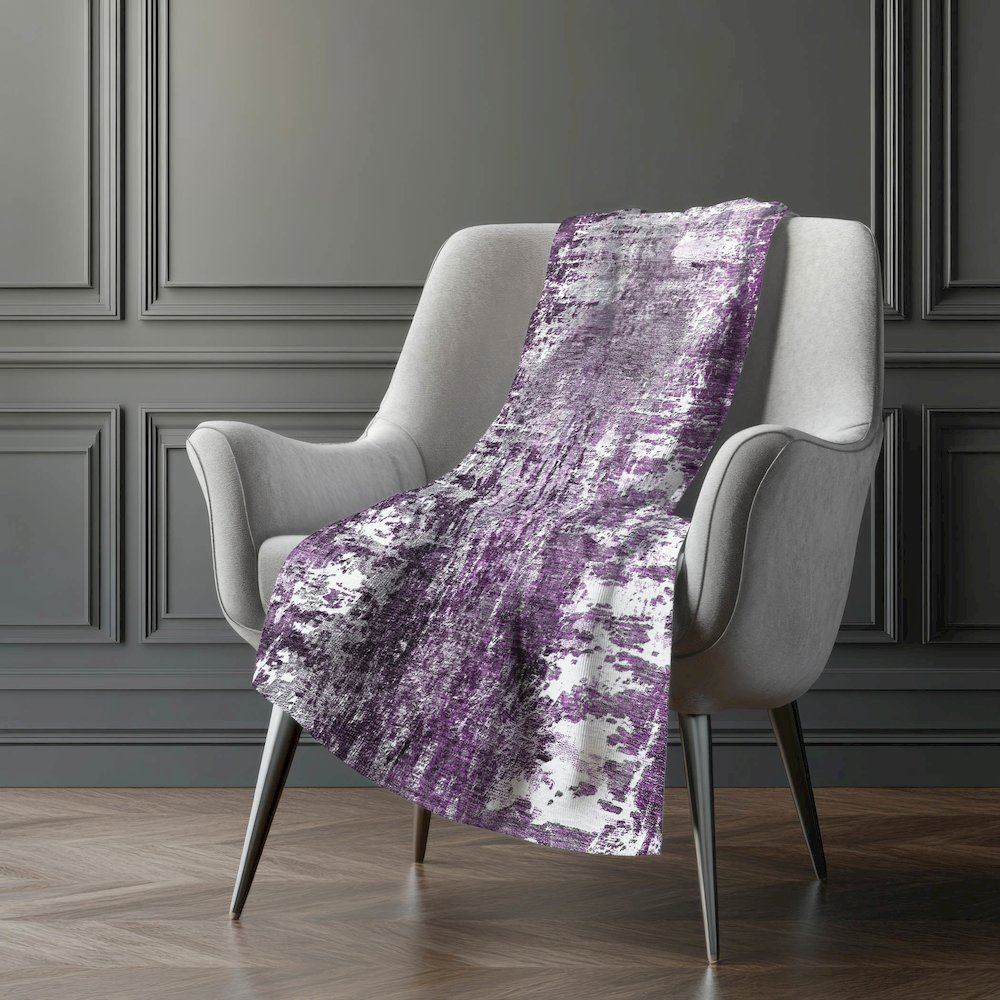 Premium Machine Washable ASB718 Eggplant 50" x 70" Sherpa Throw Blanket. Picture 5