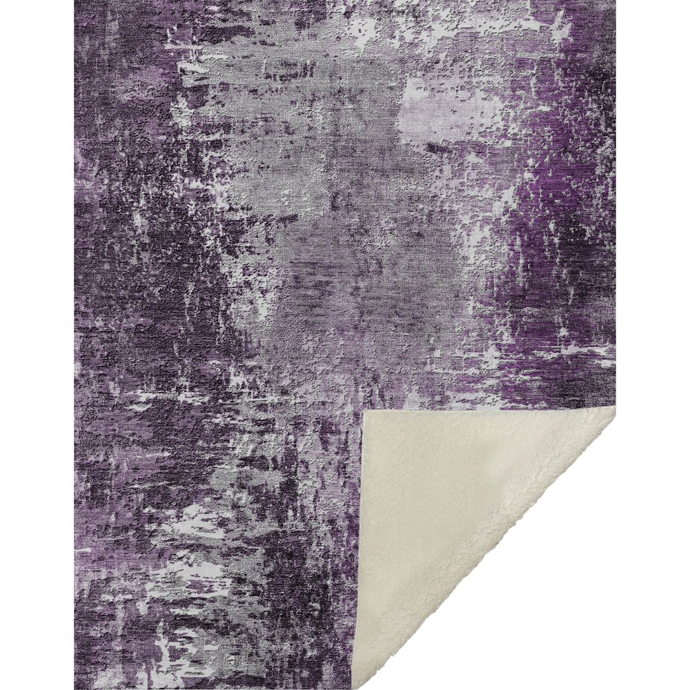 Premium Machine Washable ASB718 Eggplant 50" x 70" Sherpa Throw Blanket. Picture 1