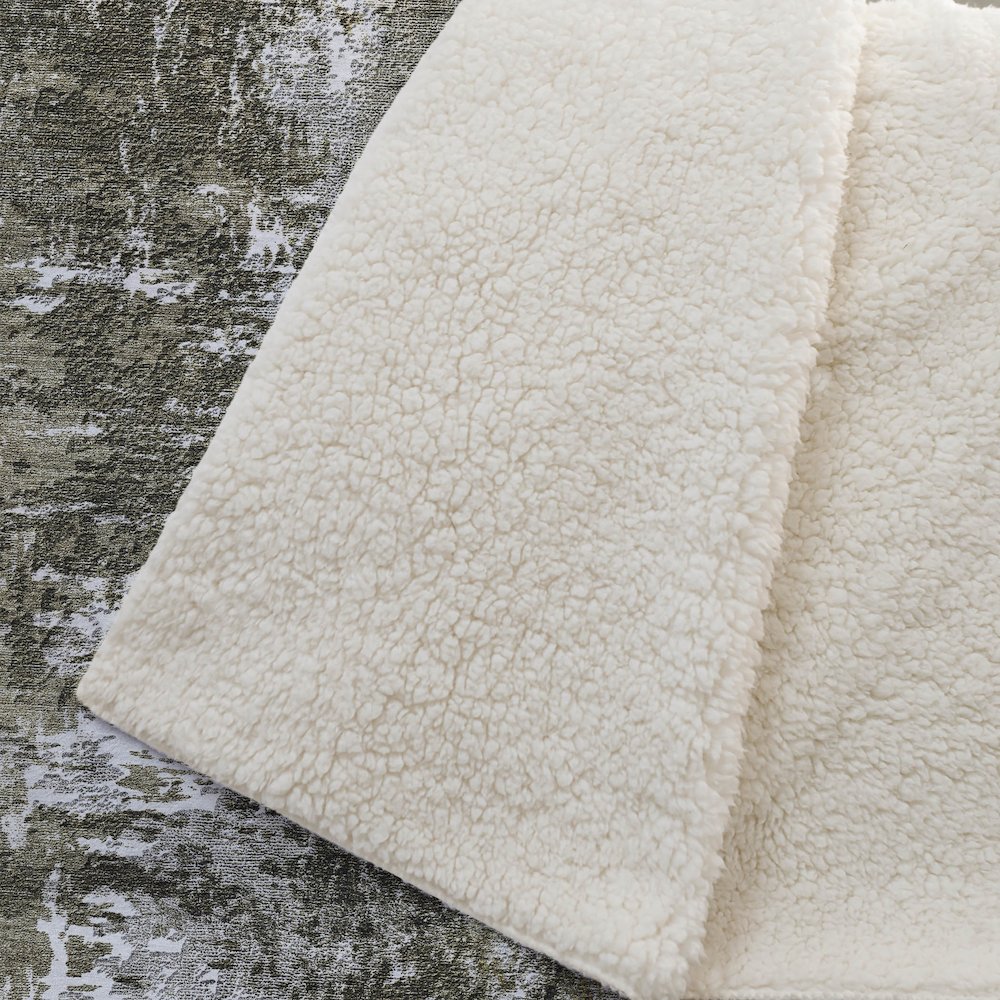 Premium Machine Washable ASB718 Taupe 50" x 70" Sherpa Throw Blanket. Picture 2